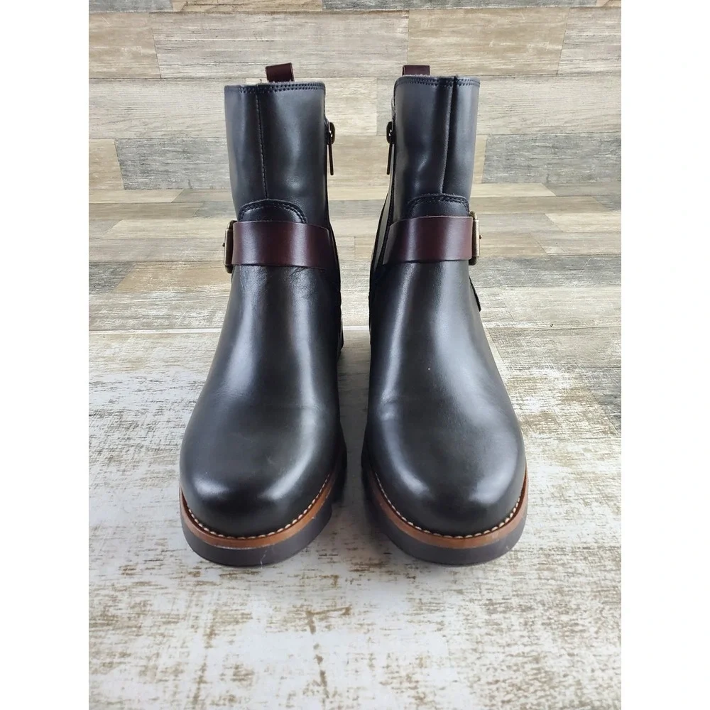 Pikolinos Sanlucar Womens Ankle Boots Sz 8.5 - 9 Lead Leather Buckle Side Zip